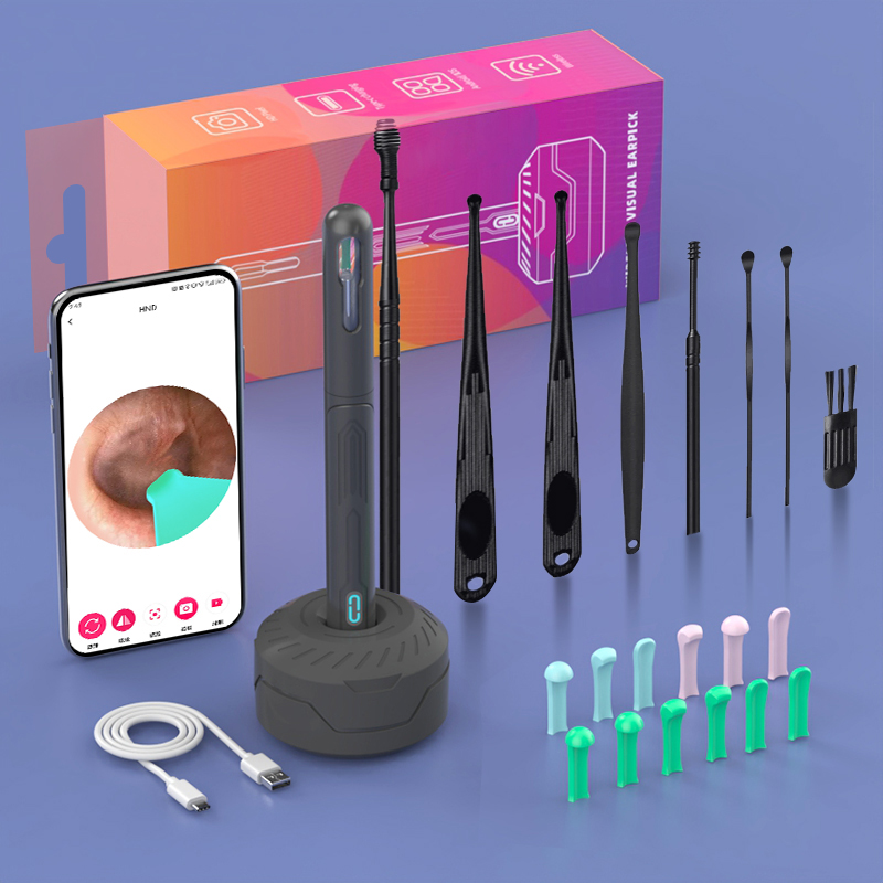 Limpiador de oídos con cámara, palos para los oídos HD, otoscopio, carga USB C, endoscopio, herramienta de eliminación de cera, palillo para los oídos, juego de limpieza de oídos NK3 Pro: Rojo