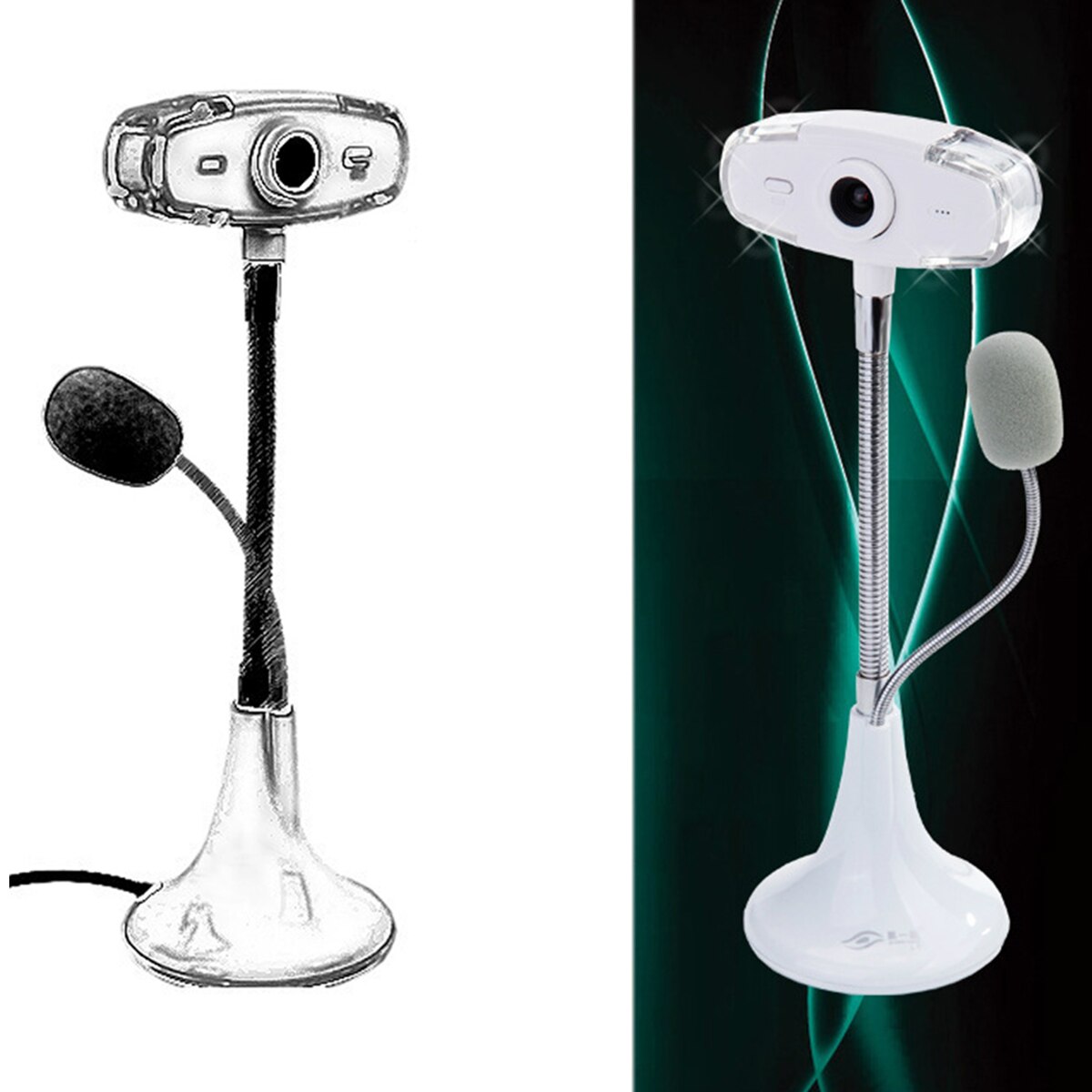 Usb Computer Webcam Met Microfoon 480P 10MP Nachtlampje Laptop Driver-Gratis Web Camera Flexibele Slang Voor Web video Conferentie