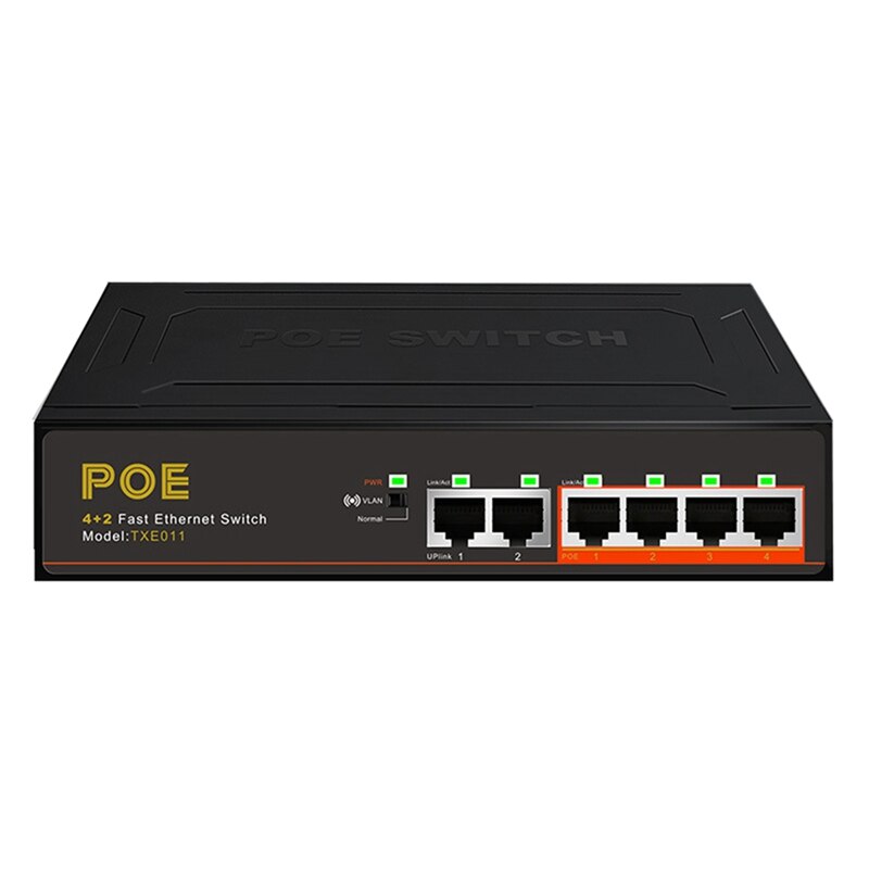 6-Poorts Poe Switch 100M Ingebouwde Voeding Poe Splitter 52V1.25a Lange Afstand Transmissie 250 meter
