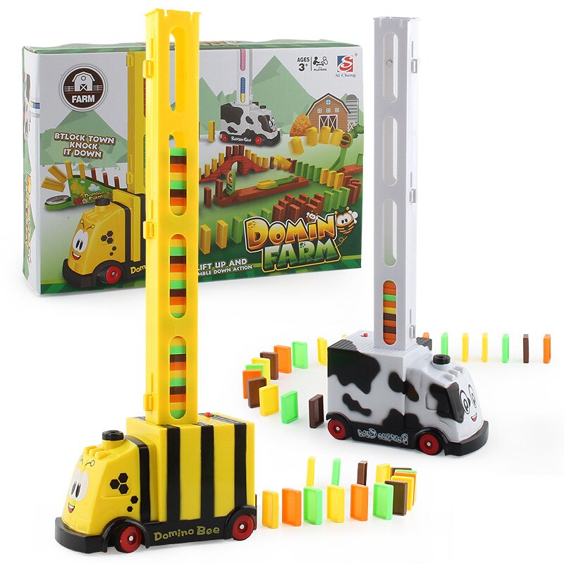 Kinderen Baksteen Speelgoed Domino Kleine Trein Diy Automatisch Gelanceerd Elektrische Speelgoed Auto Voor Kid 'S Speelgoed