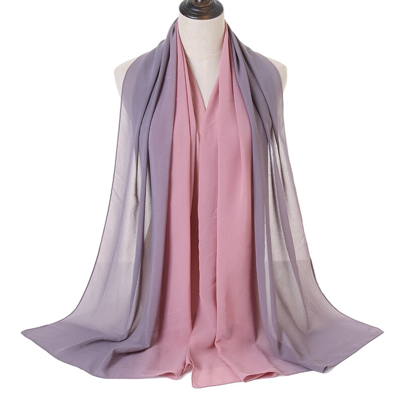 Laven Newest Gradient Bubble Chiffon Scarf Women Muslim Hijab Large Size Ombre Scarves Chiffon Shawl Female Islamic Bandana