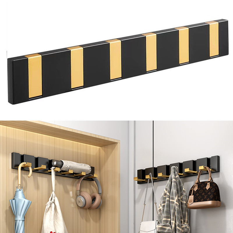 Zwart Gouden Robe Haken Vouwen Handdoek Hanger Installatie Muur Haken Coat Kleding Houder Voor Badkamer Keuken Slaapkamer Hal