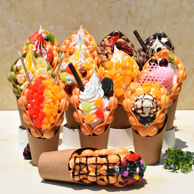 Hong kong boble æg ævle model vinduesvisning simulering dessert snack frugt eggettes puff vaffel prøve rekvisitter vaffel figurer
