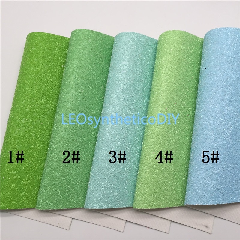 LEOsyntheticoDIY Neon Chunky Glitter Vinyl Fabric Sheet Felt Backing Synthetic Leather Faux Vinil DIY A4 SIZE R033A