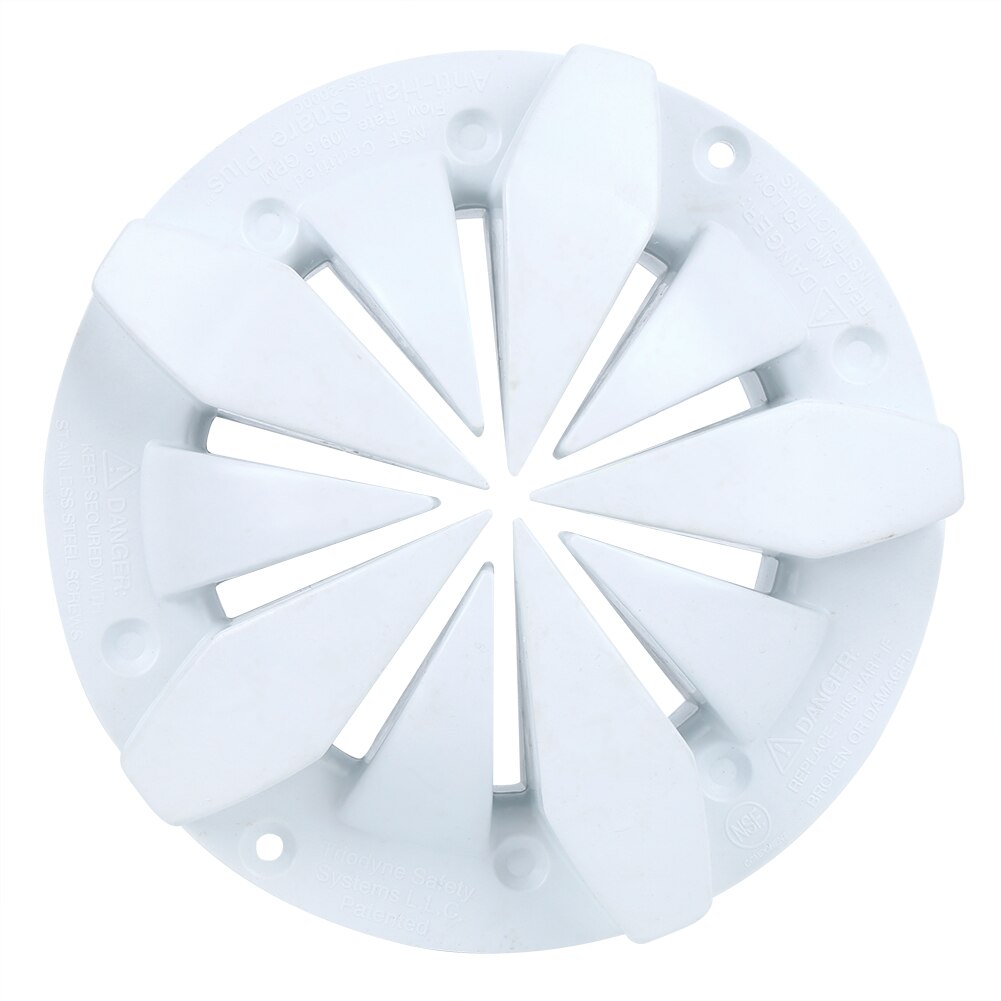 8 Inch Round Shape Pool Main Drain Anti Clip Hair Pool Main Drain Swimming Pool Accessories Fittings White