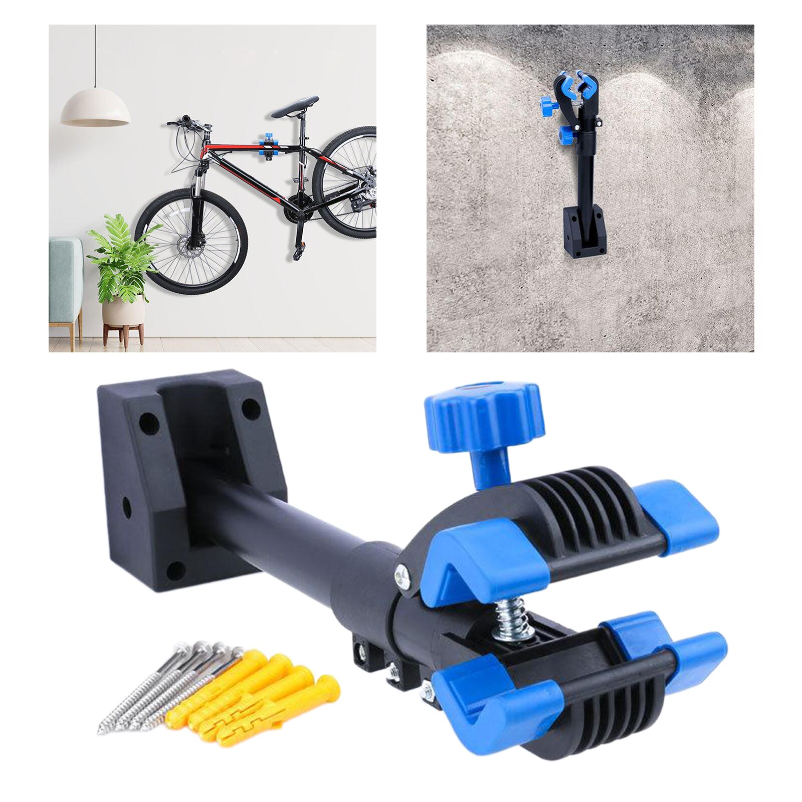 Adjustable Bicycle Wall Mount Rack Hanger Bike Repair Stand Maintenance Clamp Holder Garage Mechanic Workstand with Clamp