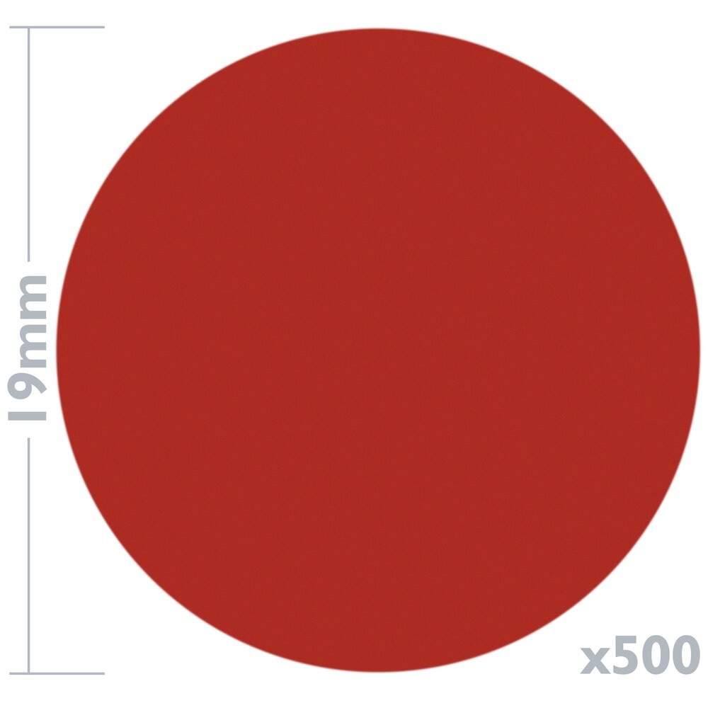 PrimeMatik-500 roll red round adhesive labels 19 mm