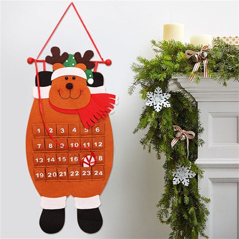 Christmas Decoration Advent Calendars Door Wall Hang Ornaments Birthday Year Reminder Toy Date 1-24 Countdown Calendars: elk
