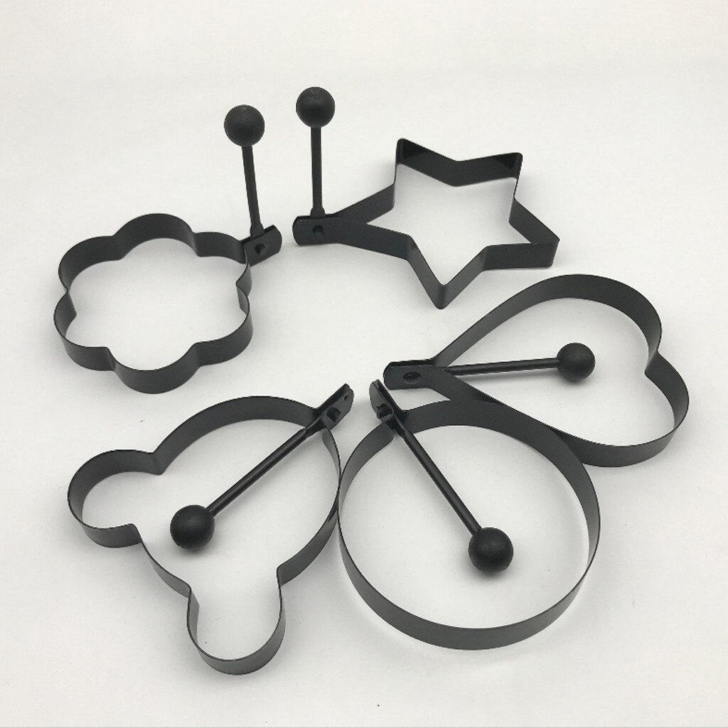 5Pcs Non Stick Metalen Hart/Bloem/Beer/Circcle/Ster Vormige Pancake Ring Ei Pannenkoek Ring voor Gebakken Ei Keuken Tool