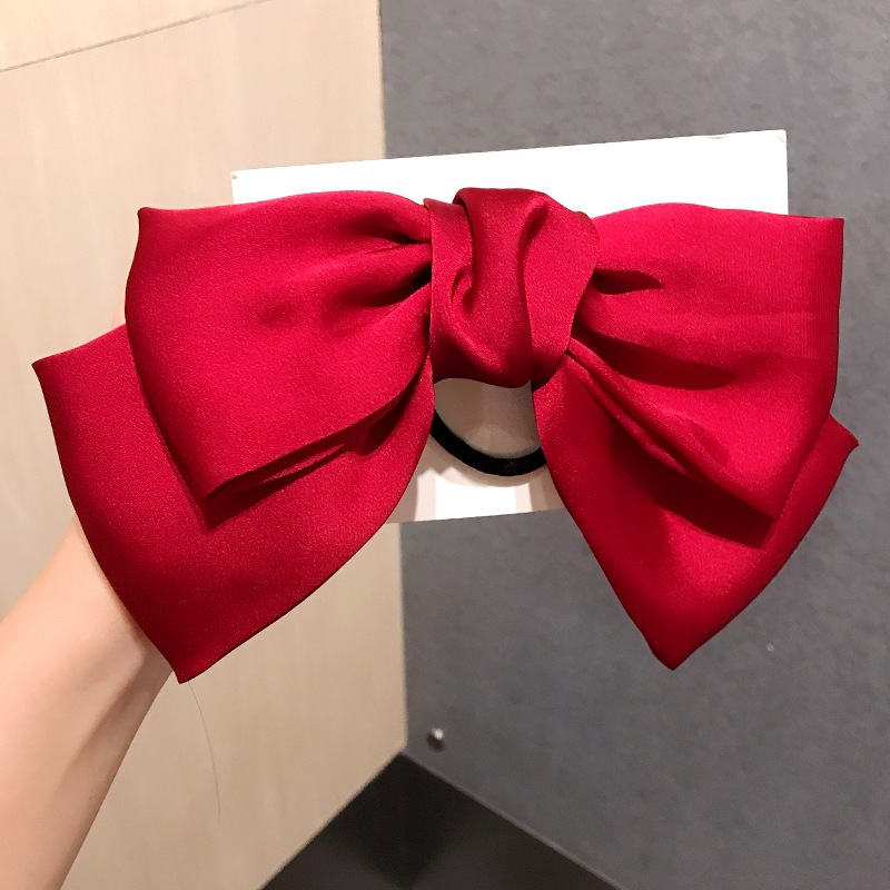 Große rote Schleife elastische Haarbänder süße schöne Clip Temperament Mädchen Schleife Haarnadel Stirnband Haarschmuck japanische Kopfschmuck: Black