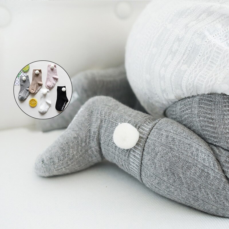 Baby Sokken Met Pompom Voor Meisjes Enkellange Herfst Winter 0-4 Jaar 1 Paar Voor Baby