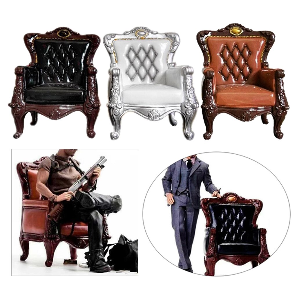 Sofá en miniatura antiguo a escala 1/6, muebles para figuras de acción de 12"