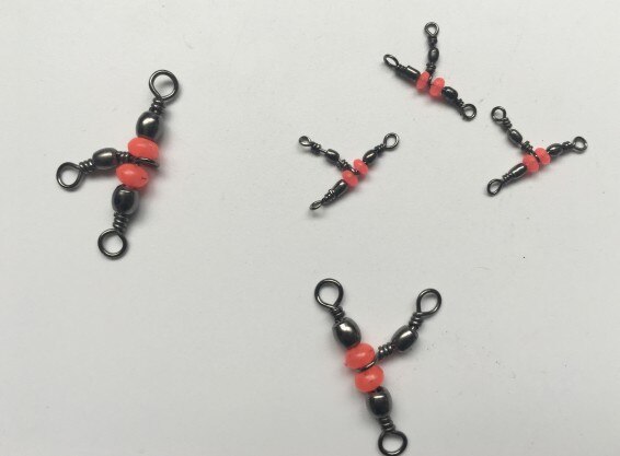 20 Pcs/lot 3 voies pêche roulement laiton baril Triple émerillons portant connecteur solide anneau pêche matériel de pêche accessoire