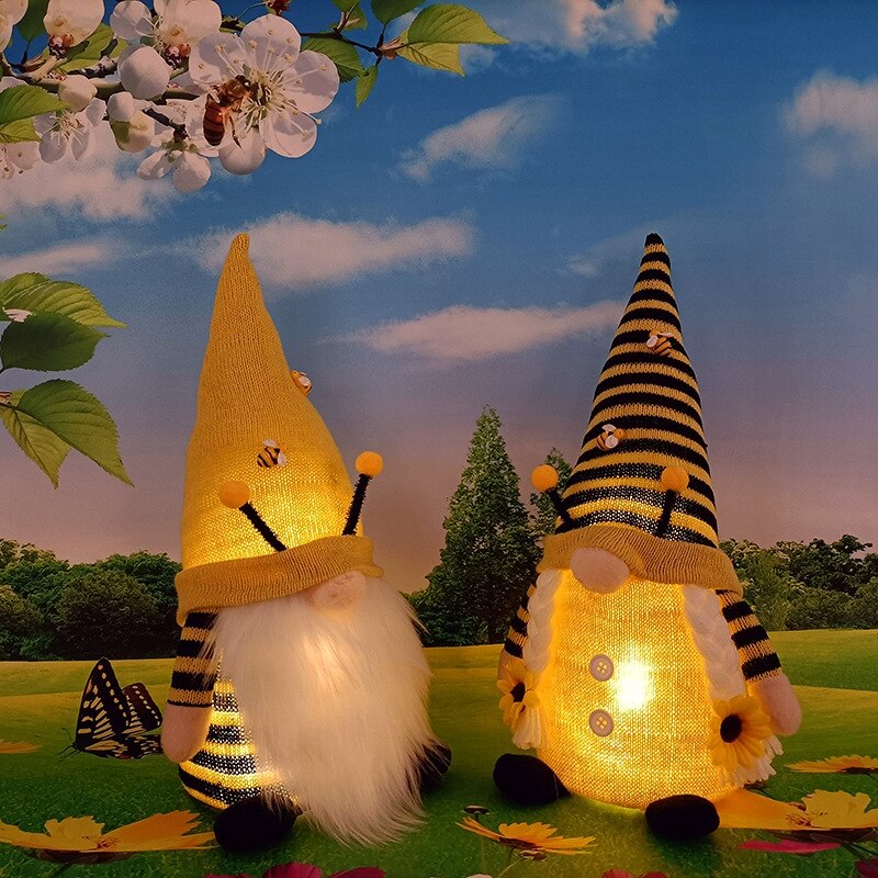 D7YD 34/23cm Charme Häkeln Kaninchen Zwerg Puppe Zimmer Dekoration Gestrickte Handwerk glühen in das dunkel Hause dekore Partei Favor