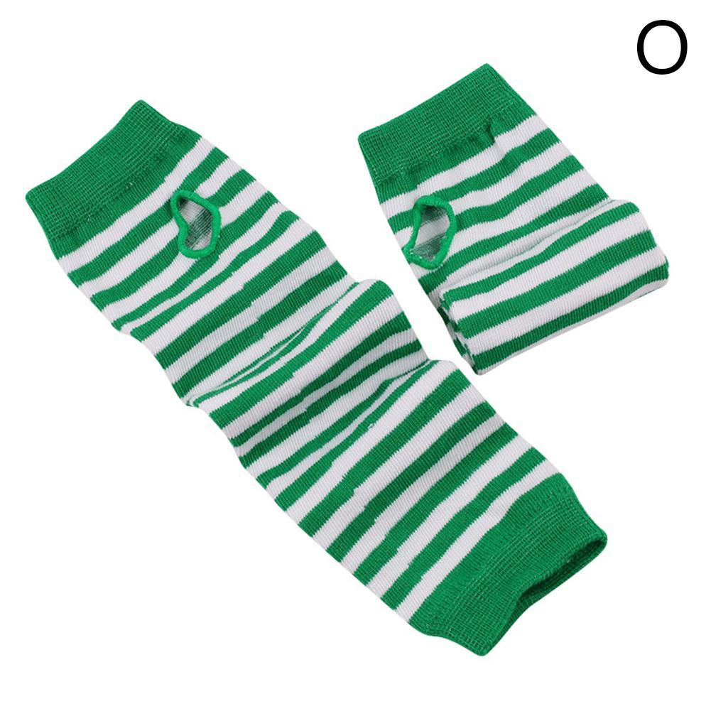 Mannen Lange Winter Handschoenen Arm Cover Classic Zwart Wit Gestreepte Katoen Pols Cover Arm Dames Handschoenen Mouw Gebreide Handschoenen vrouwen: green white