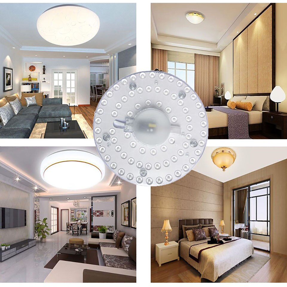 Módulo de lámpara LED de techo, AC220-240V redondo, 12W, 18W, 24W, 36W, luz LED de repuesto, fuente de iluminación, instalación práctica
