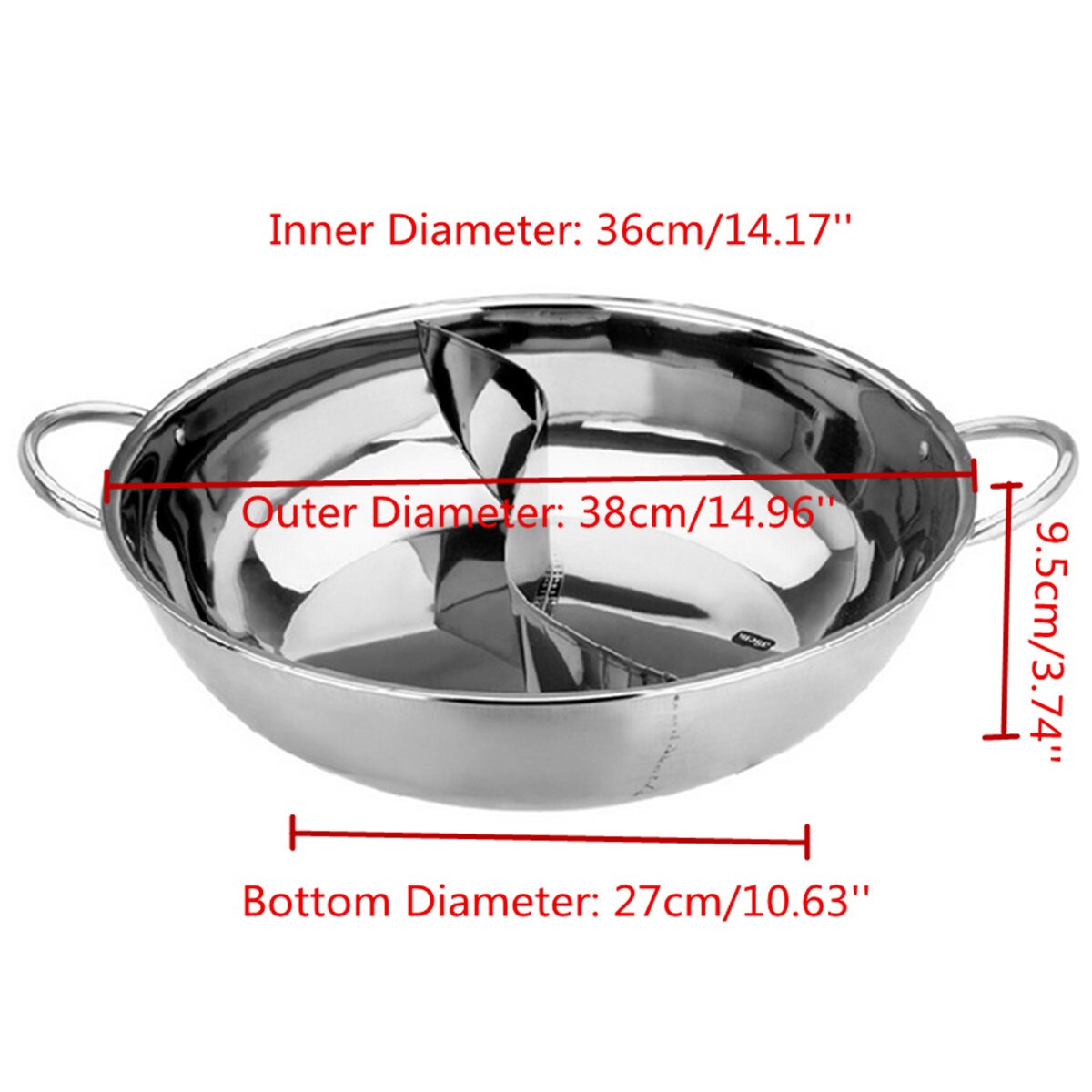 Roestvrij Stalen Pot Hotpot Inductie Fornuis Gasfornuis Compatibel Pot Huis Keuken Kookgerei Soep Kookpot Twin Verdeeld