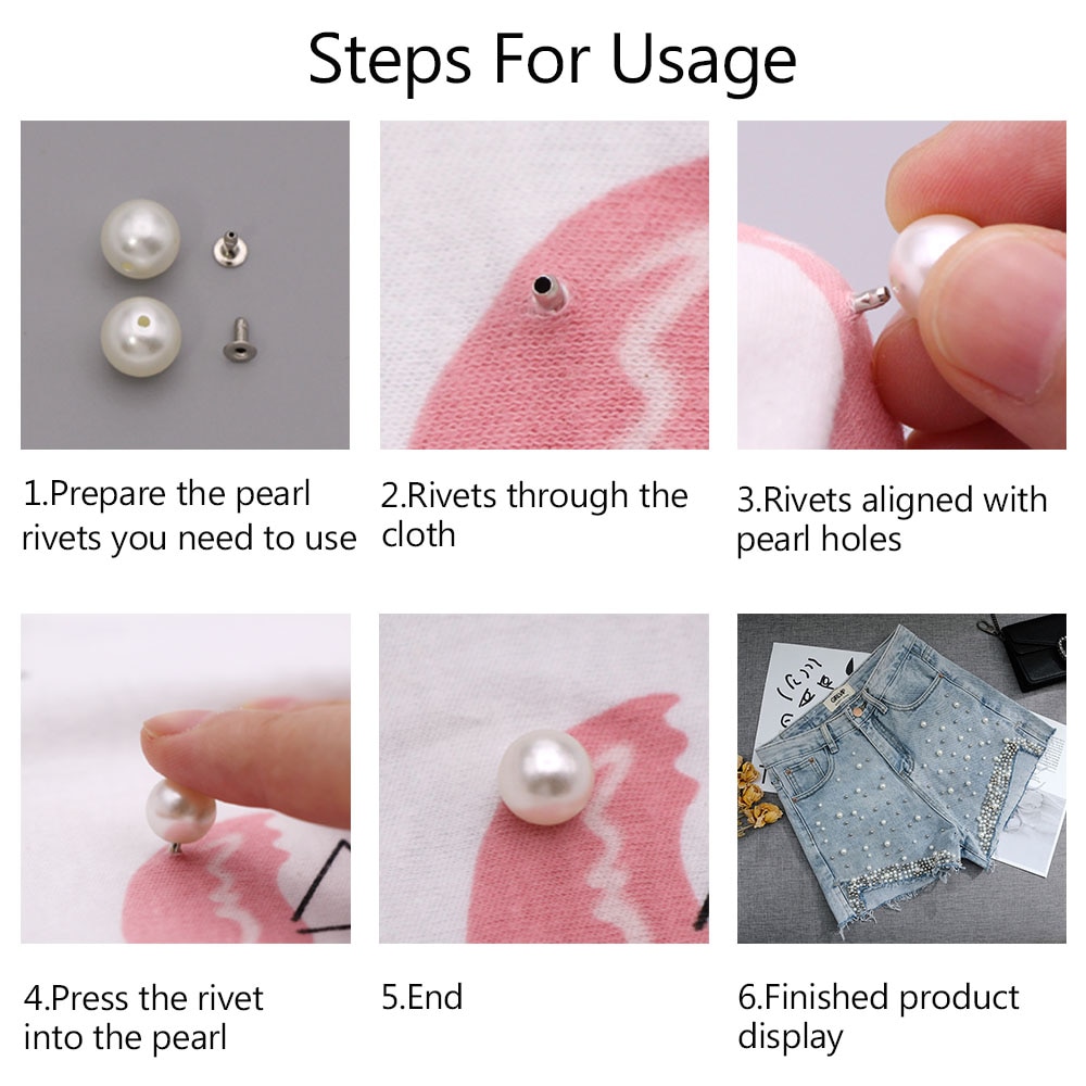 Runde perle nitter perle hvide knopper og pigge til tøj / hatte / bukser diy nitte perler knopper til læder 6/8/10/12/14/16/20mm