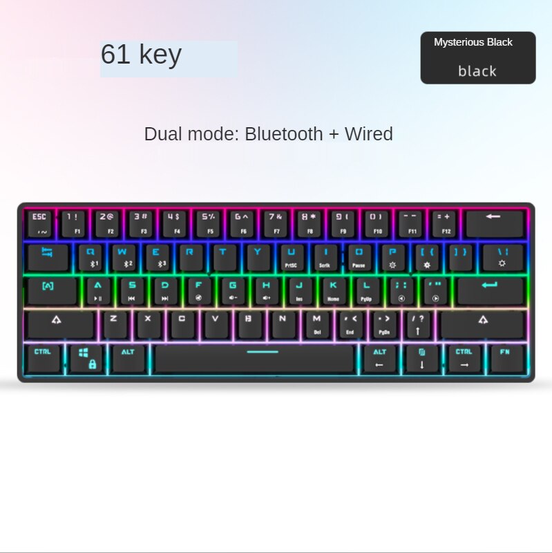 RGB Gaming Mechanical Keyboard Wired 61 Key Small Game Keyboard LED Backlight Red Blue Switch For Gamer Laptop PC Computer