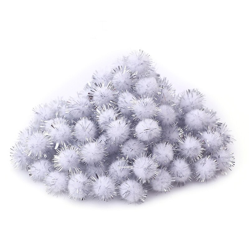 100 Stuks Gekleurde Glitter Ballen Pompom Harige Ballen Kids Diy Craft Supplies Handgemaakte Creatieve Decoratie Materialen Pom Poms KQ001: Gray