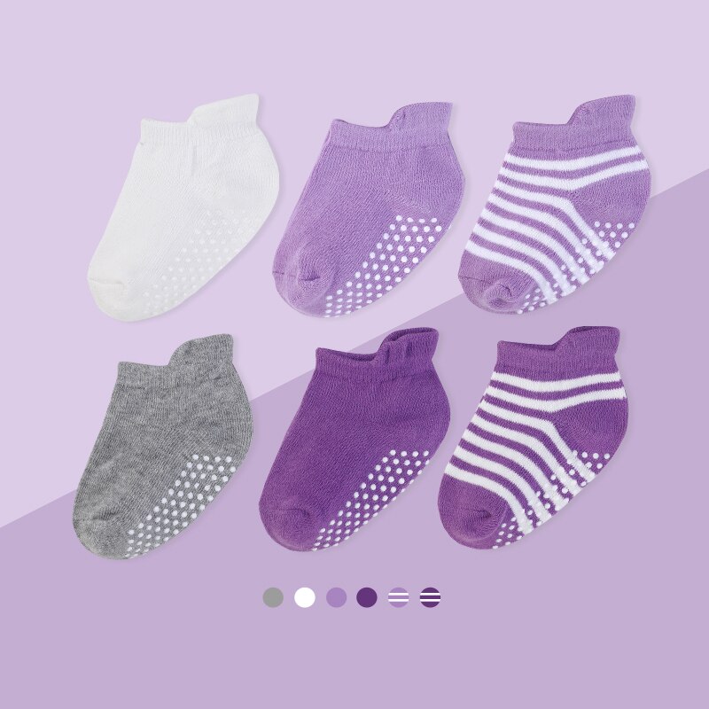 6 Paare/los Baby Knöchel Socken mit nicht Schleudern Sohlen 100% Organische Baumwolle Socken für Jungen &Ampere; Mädchen 6-36 monat Anti Schleudern Baby Socke: TW6005