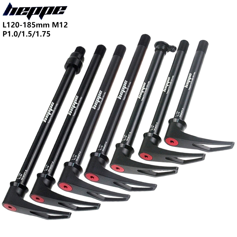 HEPPE MTB Road Bike Thru Axle Front Fork Shaft Skewer 12x100 12x110 Rear Thru Axle 12x142 12x148 Quick Release M12xP1.0/1.5/1.75