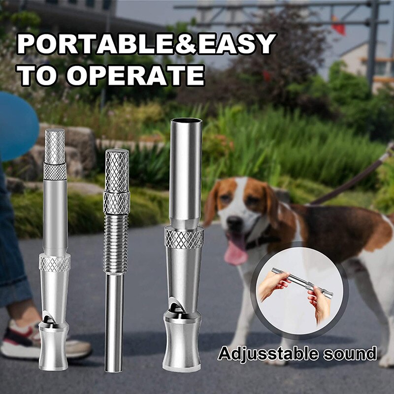 Dog Whistles Adjustable Tone to Prevent Barking Dog Training Whistles Training Tool with Black Leash MD7