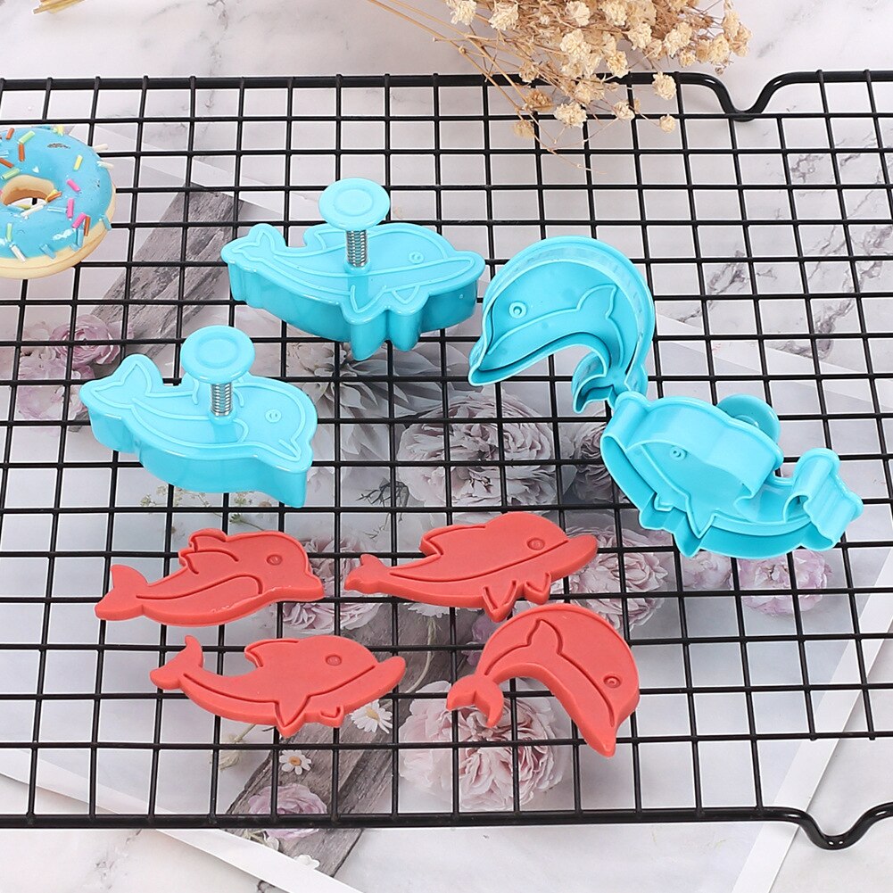 Moules à gâteaux d&#39;anniversaire en forme de dauphin, jolis emporte-pièces pour cookies, Biscuits au chocolat, accessoires de cuisson, DIY, 4 pièces