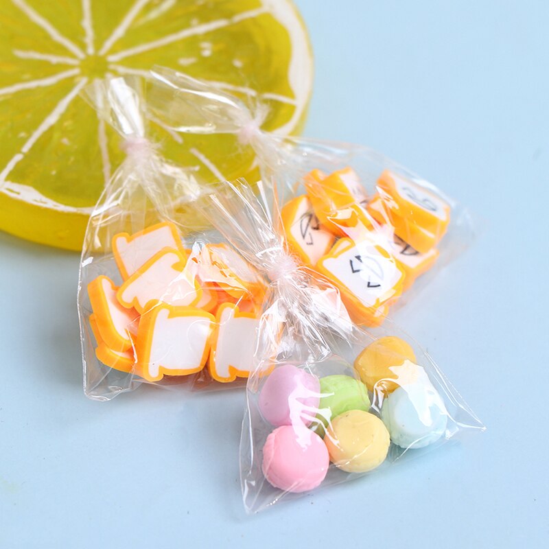 6Pcs/Bag Miniature Scene Model Doll House Mini Bread Macaron Bag Decoration