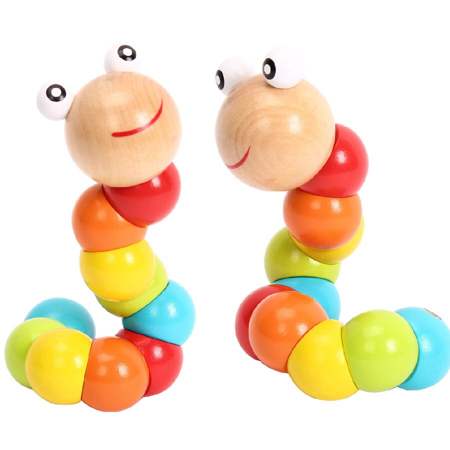 Kindergarten Wooden Variety Color Twisted Macarons Caterpillar Young Children Intelligence Wooden Toys DIY