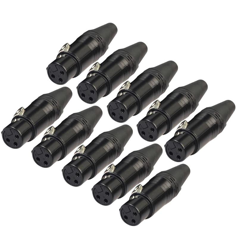 Adaptador de enchufe para soldar, Cable de conector hembra XLR de 3 pines, micrófono DIY, 10 Uds.