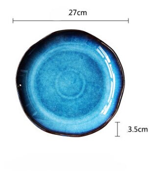 KINGLANG-vajilla de cerámica de porcelana azul profunda, platos irregulares de pescado, vajilla de cocina, 1 ud.: B