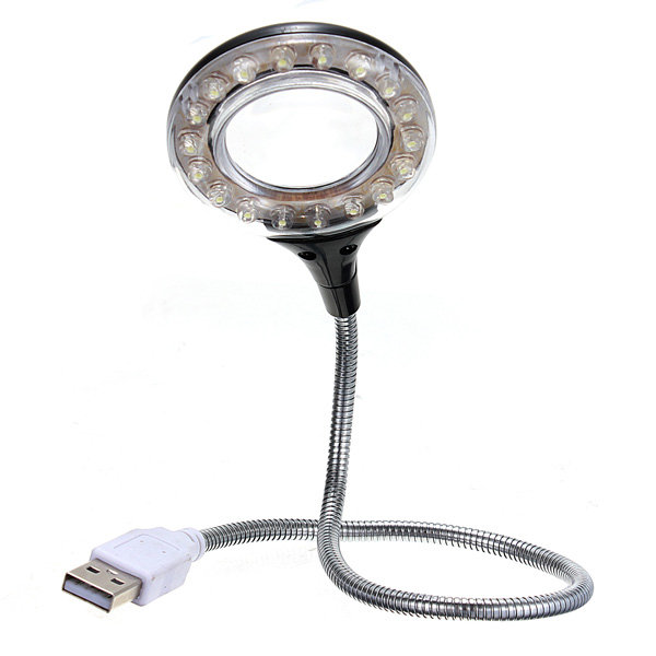 Flexibele 18 LED USB Reading Tafellamp Bureaulamp Met 4X Vergrootglas Mini USB Power LED Lamp