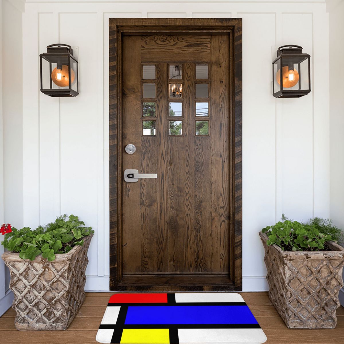 Alfombrilla Mondrian para el baño, decoración de calcetines 3D, felpudo antideslizante para entrada, sala de estar, cocina, dormitorio y balcón