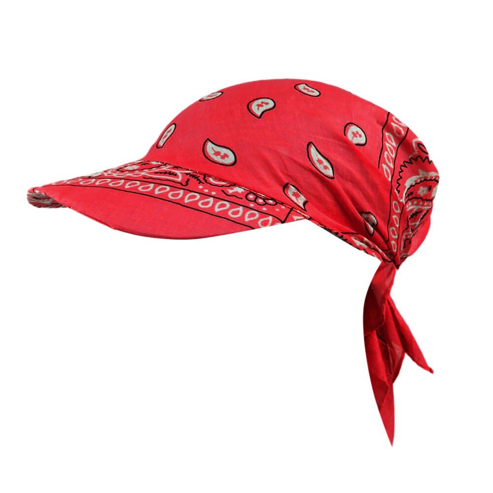Kvinder indien muslimsk retro kasket blomstret bomuldshåndklæde kasket skygge turban sommer solhatte baseball hat wrap til kvinder  #40: Rød