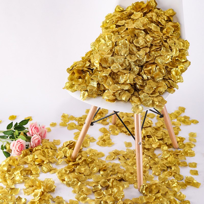 Pétales de roses en soie, 500 pièces/lot, 5x5CM, pour décoration de mariage, romantique, fausses fleurs, 31 couleurs, accessoires de mariage: Or