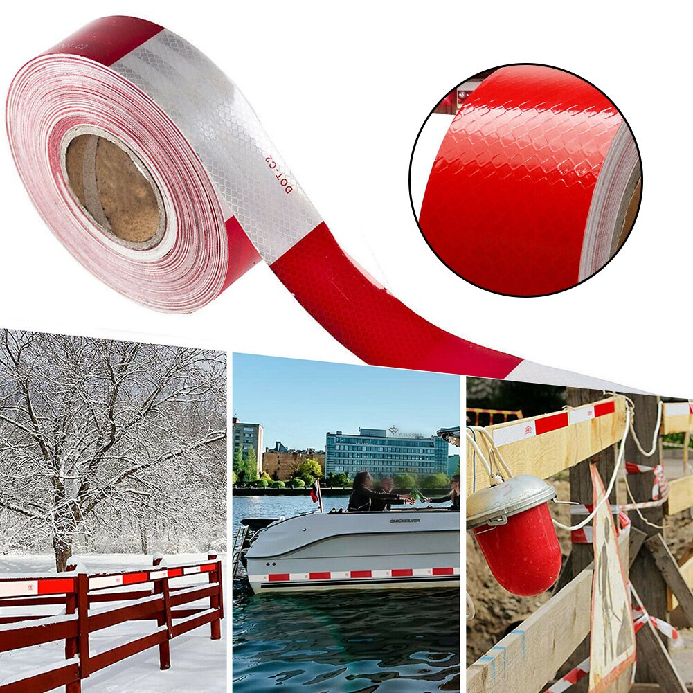 Rouleau de ruban adhésif réfléchissant 5cm x 15m, ruban de sécurité blanc et rouge pour remorque, bande chauffante à points, réfléchissant pour véhicule, accessoires de voiture