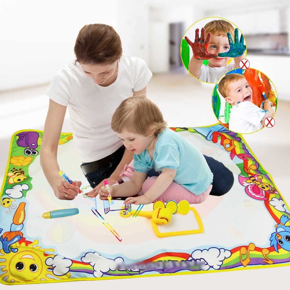 6 Types de tapis de dessin d'eau magique avec stylos et timbres tableau de peinture dans les jouets de dessin grande taille toile Doodle tapis jouets éducatifs