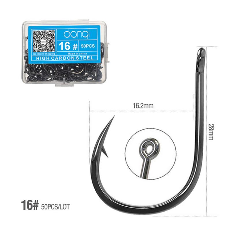 1 Box 50Pcs 3# - 16# Series High-carbon Steel Fishing Hook Barbed Single Circle Carp Hook Fishing Jig Hook Lure Bait Tackles: 16
