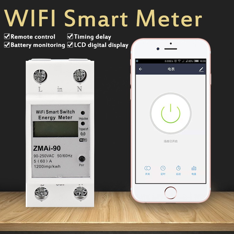 110-250V WiFi Smart Metering Energy Meter Tuya/smart Life APP Remote Control Din Rail Single-phase Smart WIFI Metering Switch