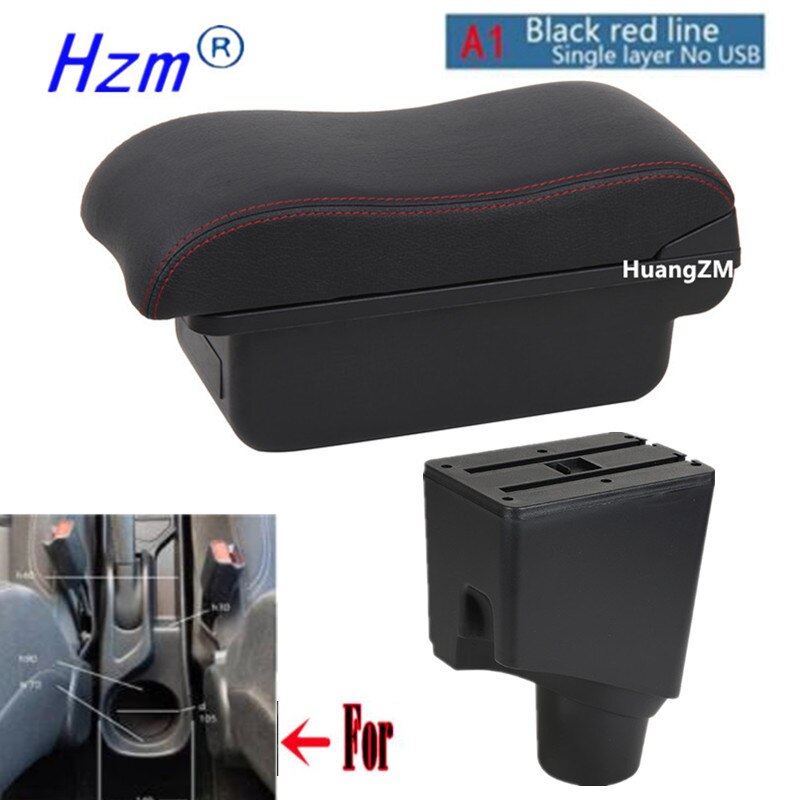 For Toyota Yaris Armrest For Toyota Yaris hybrid Car Armrest box Retrofit parts Interior Storage box USB LED: A style black line