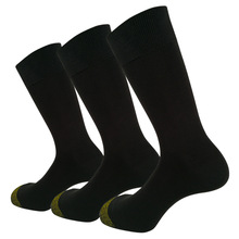 Heren Klassieke Zaken Sokken 3 Pairs Zwarte Sokken Voor Mannen Platte Knit Gekamd (82%) katoen Crew 3-Paar Sokken GT608