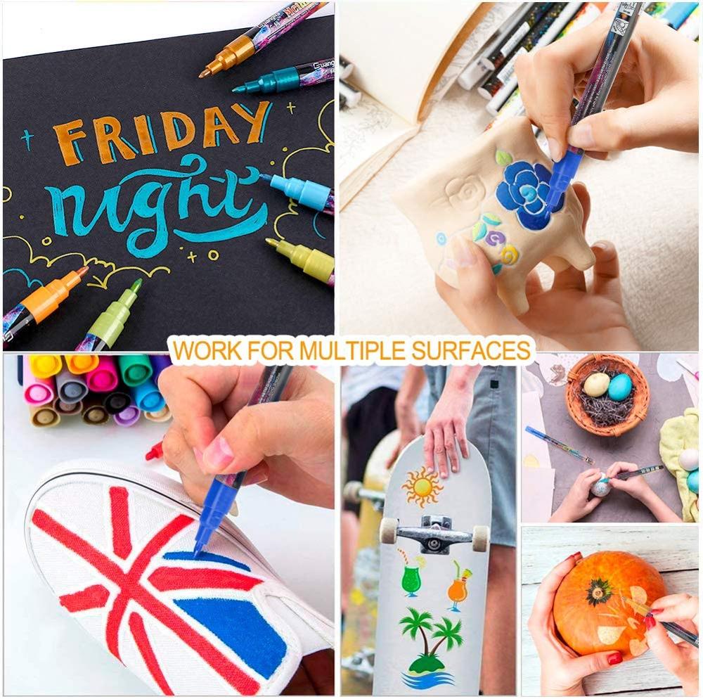 Juego de rotuladores metálicos de 18/24mm, Set de 6/12/0,7 colores, pinturas acrílicas, dibujo, grafiti, pintura, material escolar, papelería artística