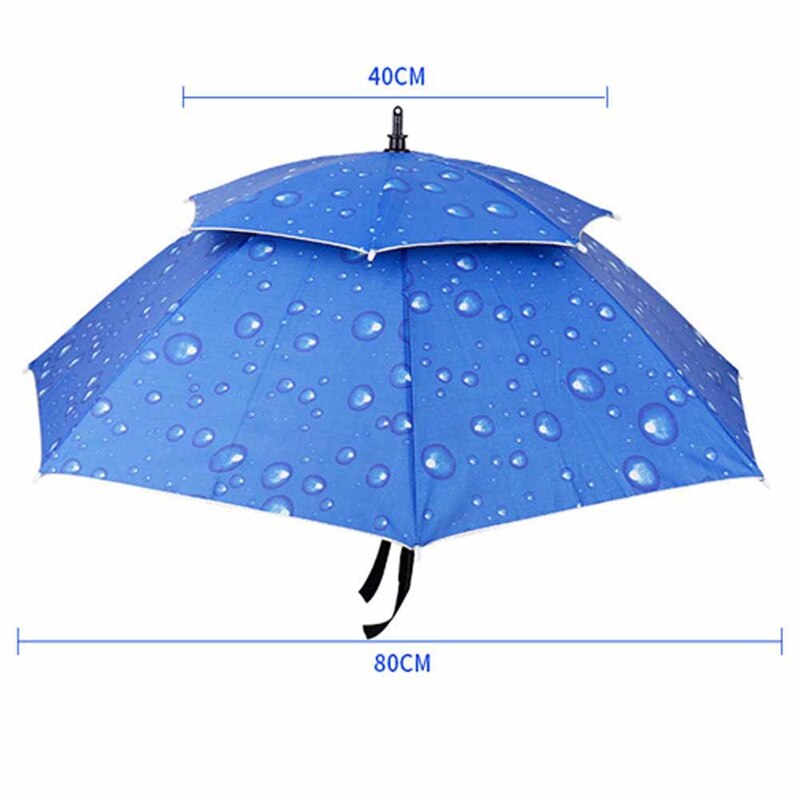 Paraplyhatt Sølv 80cm - Vanntett, Anti-UV, Solbeskyttelse for Fiske og Camping
