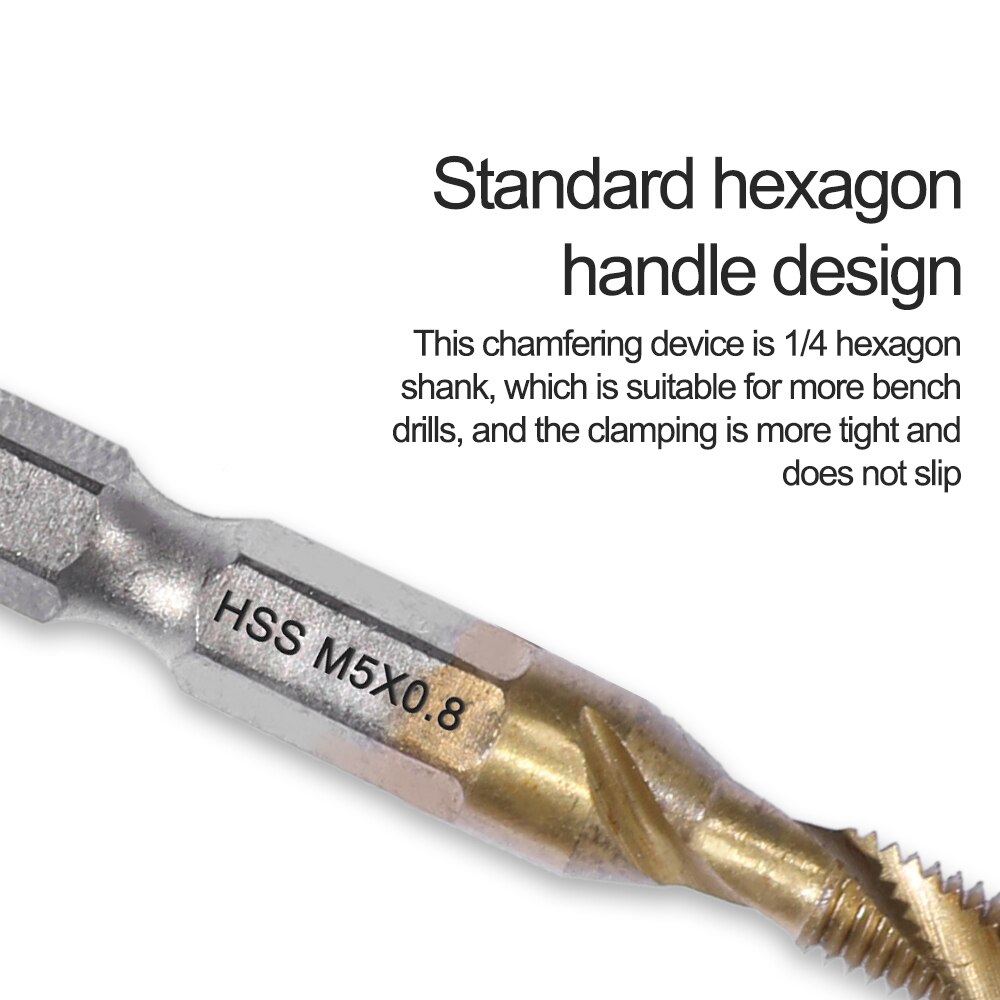 Metric Thread Tap Drill Bits Set Hex Shank Titanium Plated HSS Screw Thread Combination Drill Tap M3 M4 M5 M6 M8 M10 Hand Tools