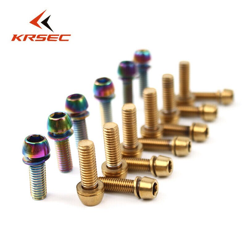 Krsec M6/M5 Stuurpen Bouten Titanium Kleur Mtb Fiets Stuurpen Schroeven Rvs Vaste Bout Stuurpen Schroef fietsen Onderdelen
