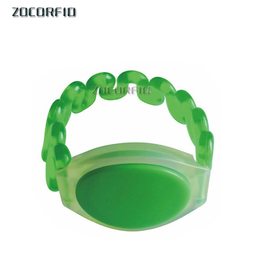 Pulsera de 125khz EM4100, Control de acceso Rfid, etiqueta de elasticidad, Color, 10 unids/lote: 10pcs Green
