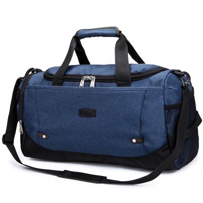 Bolsas de viaje de gran capacidad, lona, correa de hombro, bolsa de lona, impermeable, deporte, fitness, múltiples bolsillos, bolsas de equipaje, Maleta: Blue travel bag