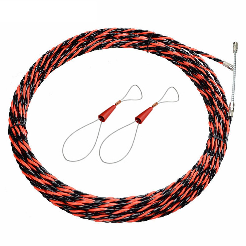Tilbehør ledningskanal glasfiber fisketape sæt push puller guide enhed med kabelspænder slange spiral elektrisk holdbar: 20m