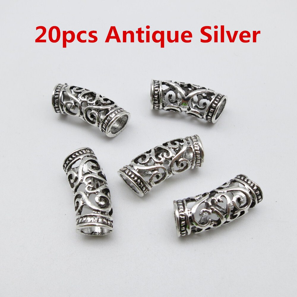 5 st -20 st silver / guld / brons viking hår flätat skägg dreadlock pärlor rörringar ca 7mm inre hål för hår tillbehör: 20 st antik silver